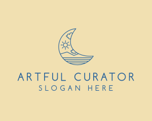 Crescent Moon Landscape logo design