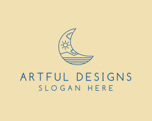 Crescent Moon Landscape logo design