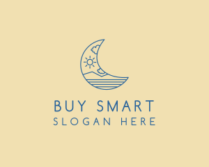 Crescent Moon Landscape logo design