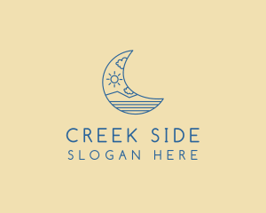 Crescent Moon Landscape logo design