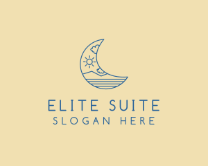 Crescent Moon Landscape logo design