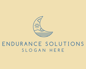 Crescent Moon Landscape logo design