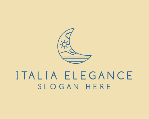 Crescent Moon Landscape logo design