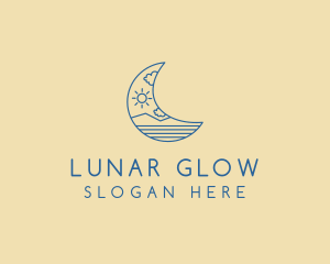 Moon - Crescent Moon Landscape logo design