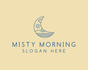 Crescent Moon Landscape logo design