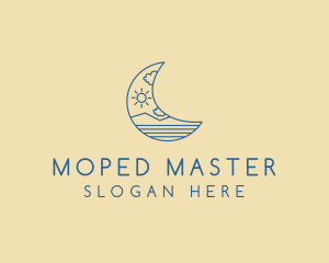 Crescent Moon Landscape logo design