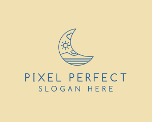 Crescent Moon Landscape logo design