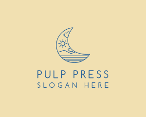 Crescent Moon Landscape logo design