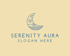 Crescent Moon Landscape logo design