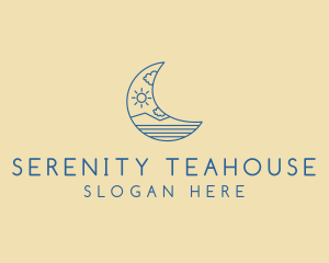 Crescent Moon Landscape logo design