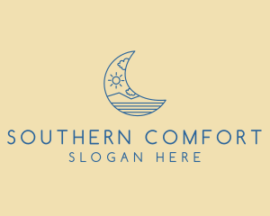 Crescent Moon Landscape logo design