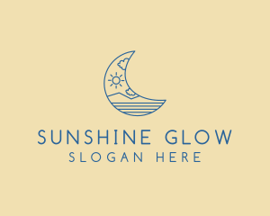 Sunlight - Crescent Moon Landscape logo design