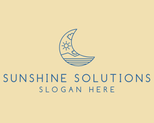 Sunlight - Crescent Moon Landscape logo design