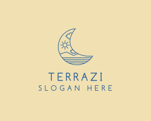 Crescent Moon Landscape logo design