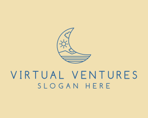 Crescent Moon Landscape logo design