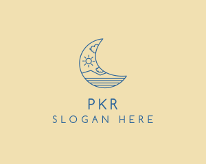 Crescent Moon Landscape logo design