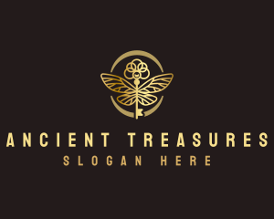 Antique Key Wings logo design