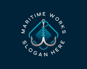 Fishing Hook Anchor logo design