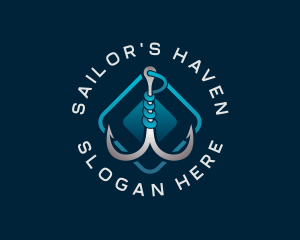 Fishing Hook Anchor logo design