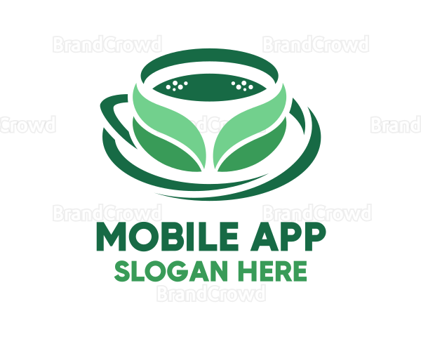 Green Organic Tea Leaves Logo