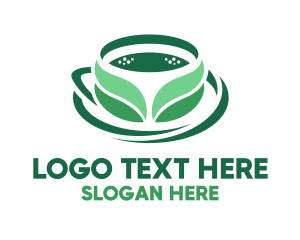 Coffee Shop - Green Organic Tea Leaves logo design