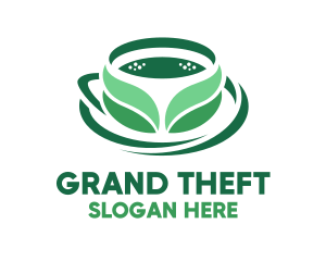 Green Organic Tea Leaves Logo