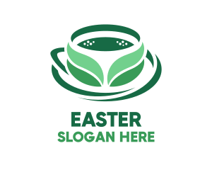 Hot Drinks - Green Organic Tea Leaves logo design