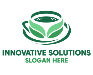 Brew - Green Organic Tea Leaves logo design