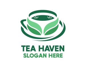 Green Organic Tea Leaves logo design