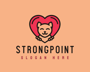 Pet Cat Heart  logo design