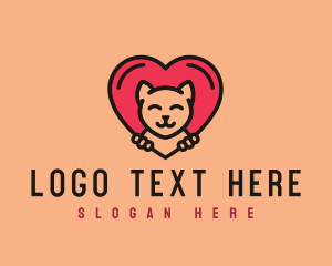 Pet Cat Heart  logo design