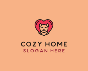 Pet Cat Heart  logo design