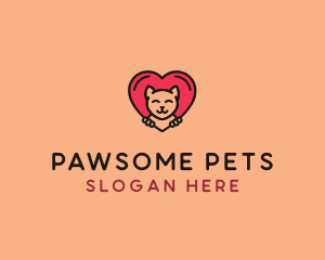 Pet Cat Heart  logo design