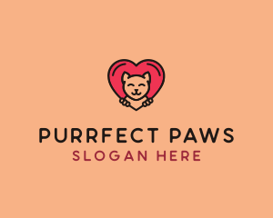 Cat - Pet Cat Heart logo design