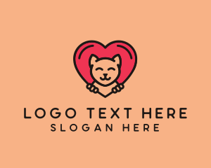 Pet Cat Heart  logo design