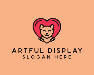 Pet Cat Heart  logo design