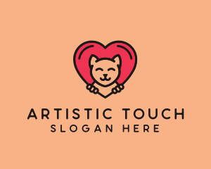 Pet Cat Heart  logo design