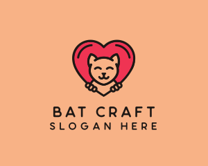 Pet Cat Heart  logo design