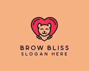 Pet Cat Heart  logo design