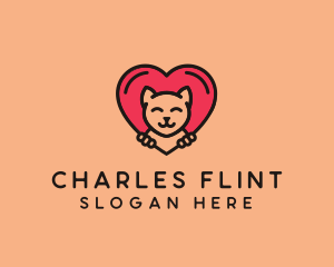 Pet Cat Heart  logo design