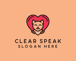 Pet Cat Heart  logo design