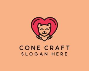 Pet Cat Heart  logo design