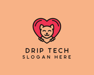 Pet Cat Heart  logo design