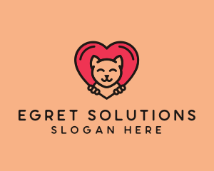 Pet Cat Heart  logo design