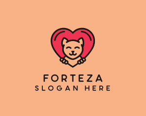 Pet Cat Heart  logo design