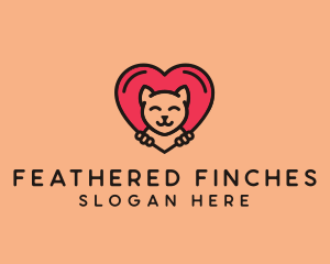 Pet Cat Heart  logo design