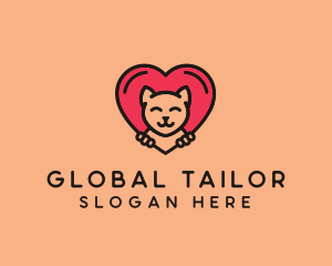 Pet Cat Heart  logo design