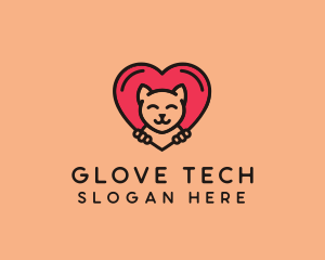 Pet Cat Heart  logo design