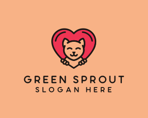 Pet Cat Heart  logo design