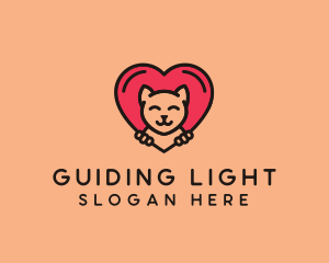 Pet Cat Heart  logo design